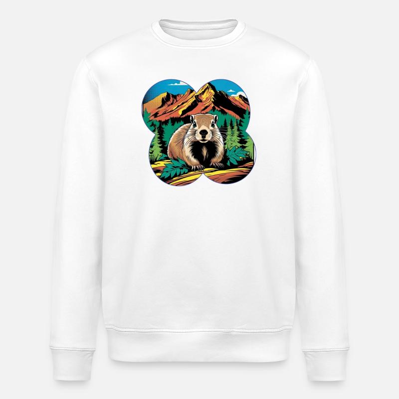 Murmeltier - Stanley/Stella Unisex Bio-Sweatshirt ROLLER - Weiß