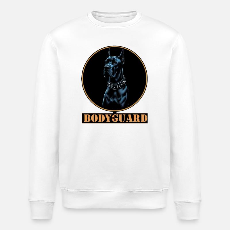 Great Dane with spiked chain - Stanley/Stella ROLLER Unisex Organic Sweatshirt - white