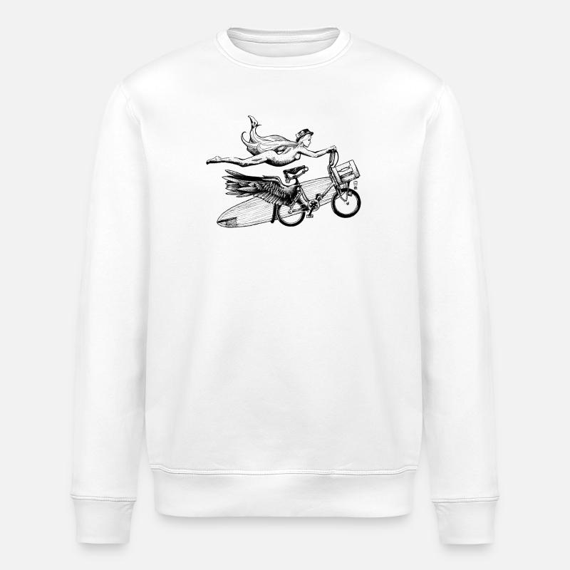 Fliegendes Fahrrad - Stanley/Stella Unisex Bio-Sweatshirt ROLLER - Weiß