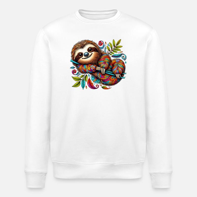 Sloth - Stanley/Stella ROLLER Unisex Organic Sweatshirt - white