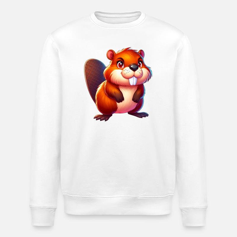 Beaver - Stanley/Stella ROLLER Unisex Organic Sweatshirt - white
