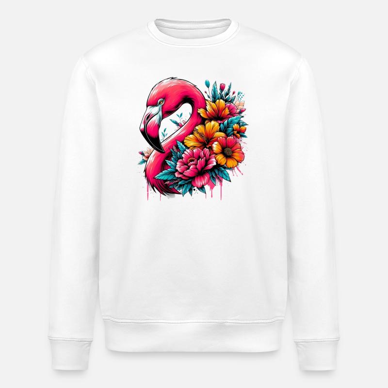 Flamingo - Stanley/Stella ROLLER Unisex Organic Sweatshirt - white