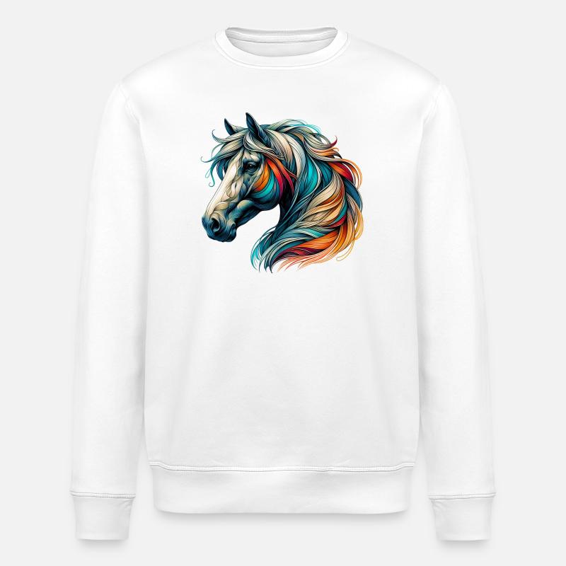 Pferd - Stanley/Stella Unisex Bio-Sweatshirt ROLLER - Weiß