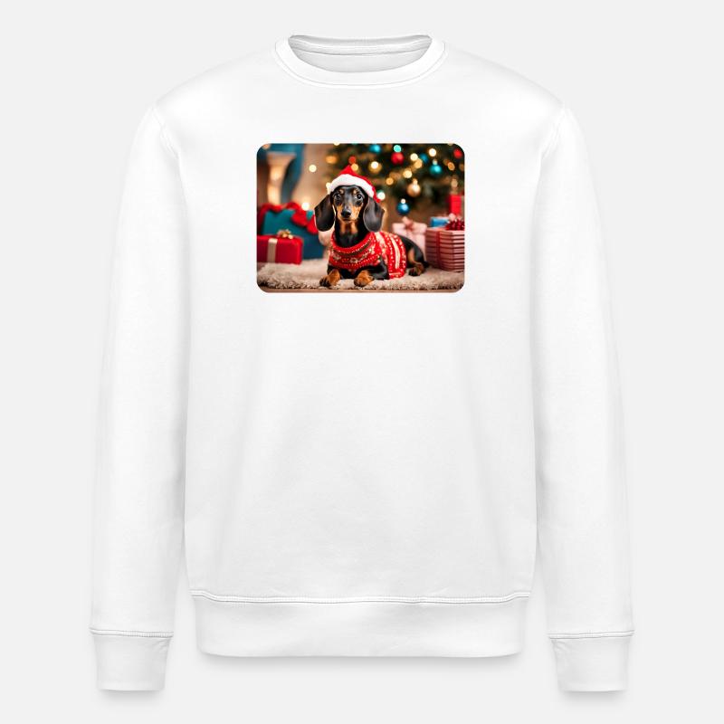 Süsser Weihnachts-Dackel - Stanley/Stella Unisex Bio-Sweatshirt ROLLER - Weiß