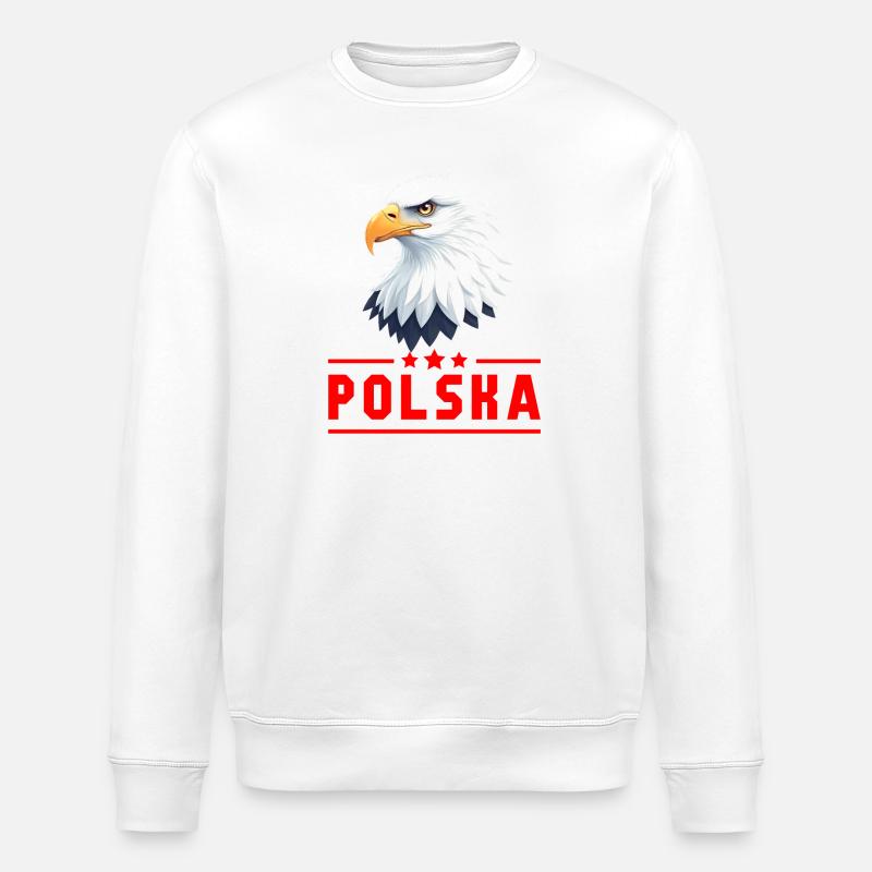 POLOGNE Eagle lettres rouges - Sweat bio ROLLER Stanley/Stella Unisexe - blanc