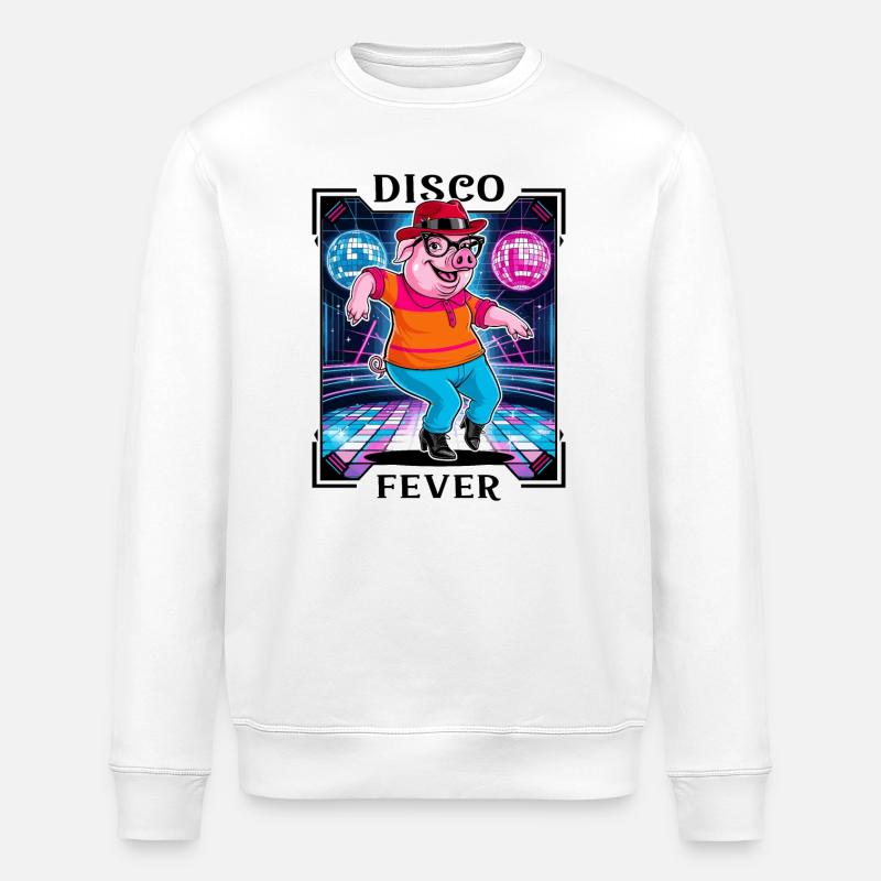 Cochon disco cool - Sweat bio ROLLER Stanley/Stella Unisexe - blanc