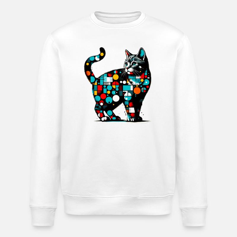 Katze - Stanley/Stella Unisex Bio-Sweatshirt ROLLER - Weiß