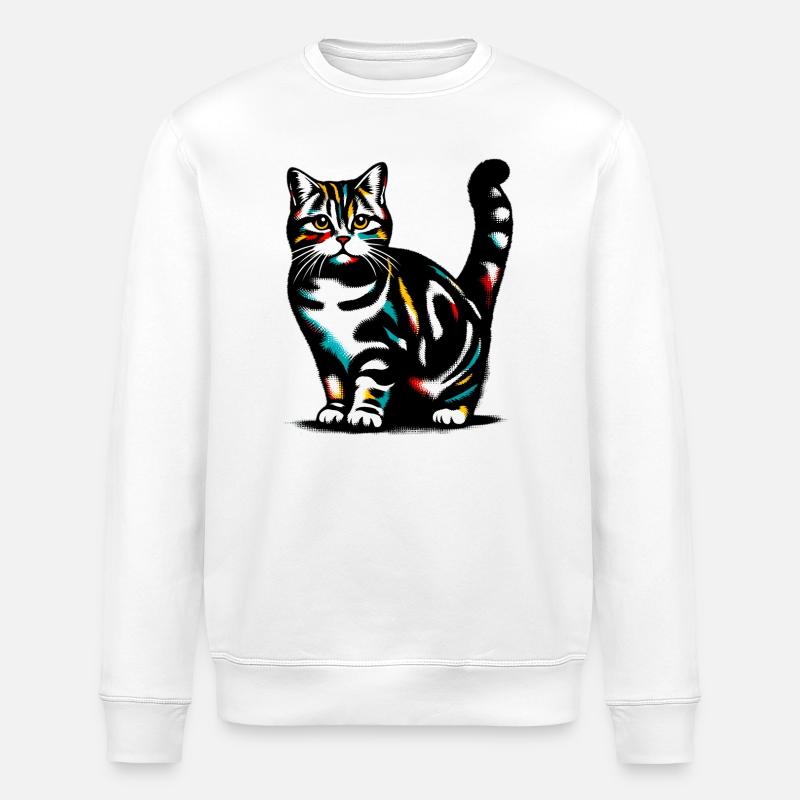Katze - Stanley/Stella Unisex Bio-Sweatshirt ROLLER - Weiß