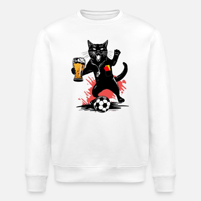 Schiri Cat - Schiedsrichter Katze - Stanley/Stella Unisex Bio-Sweatshirt ROLLER - Weiß