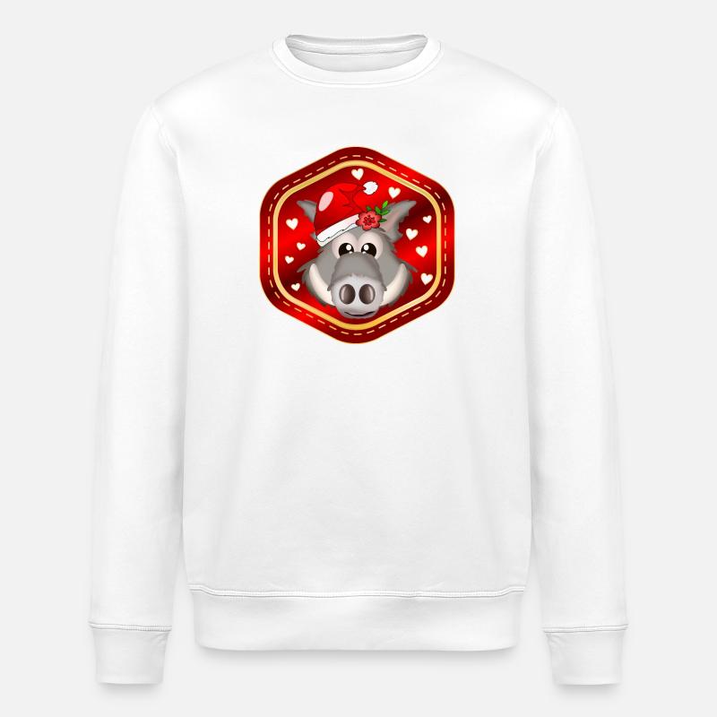 WEIHNACHTSGESCHENKE WILDSCHWEINE - Stanley/Stella Unisex Bio-Sweatshirt ROLLER - Weiß
