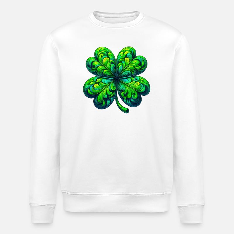 Four-leaf clover - Stanley/Stella ROLLER Unisex Organic Sweatshirt - white