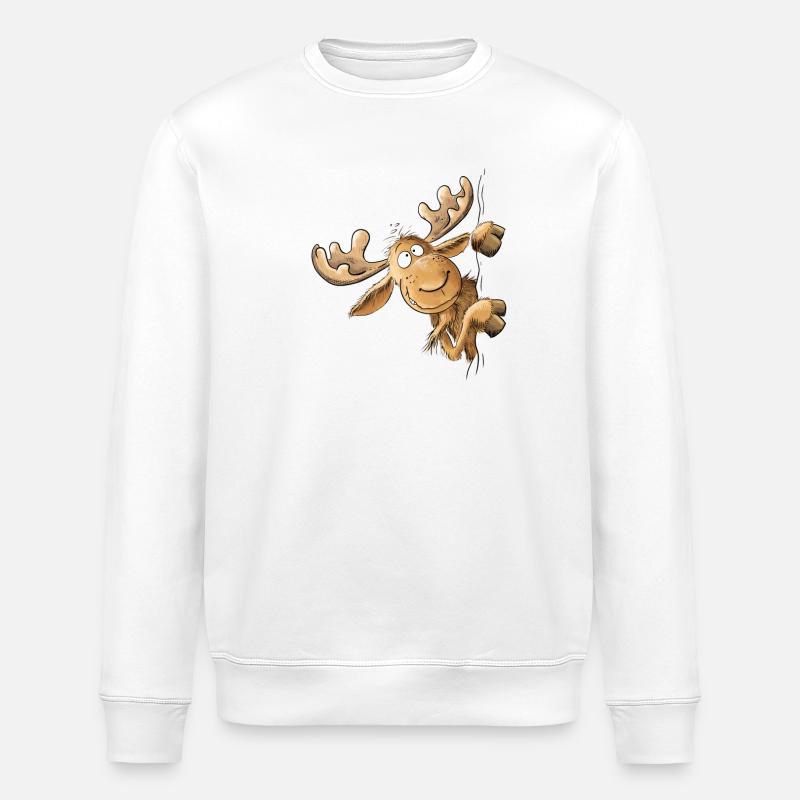 Drolliger Elch Tiermotiv Skandinavien Elche - Stanley/Stella Unisex Bio-Sweatshirt ROLLER - Weiß