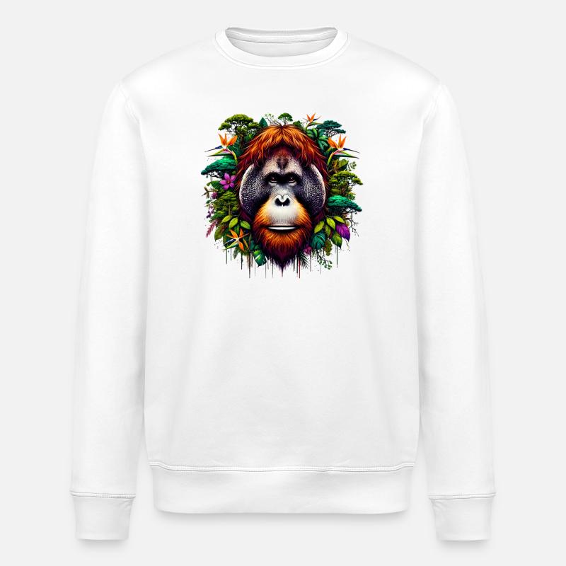 Orang-Utan Affe Orang-Utan - Stanley/Stella Unisex Bio-Sweatshirt ROLLER - Weiß