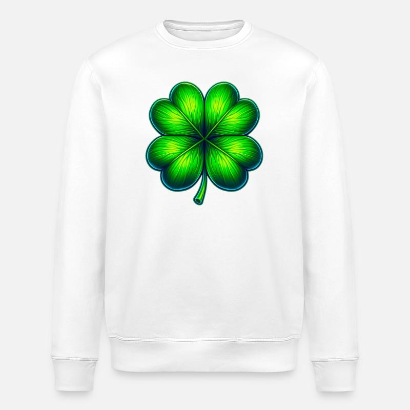 Four-leaf clover - Stanley/Stella ROLLER Unisex Organic Sweatshirt - white
