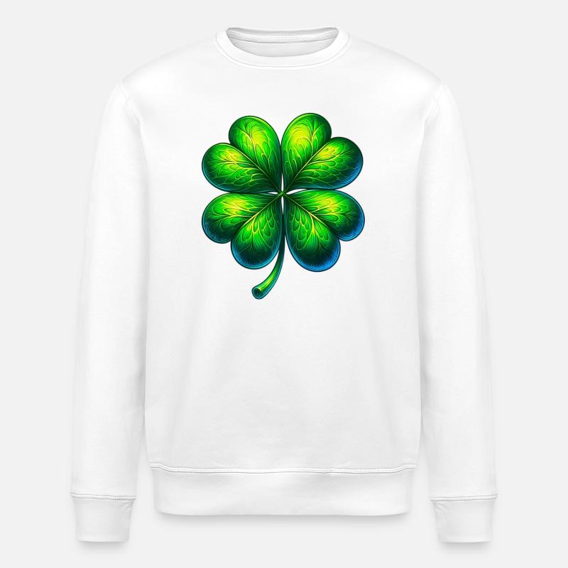 Vierblättriges Kleeblatt - Stanley/Stella Unisex Bio-Sweatshirt ROLLER - Weiß