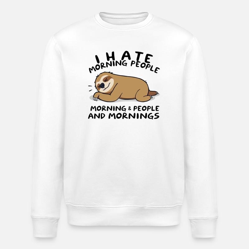 Charming Sloth Dreaming on Leaf - Stanley/Stella ROLLER Unisex Organic Sweatshirt - white