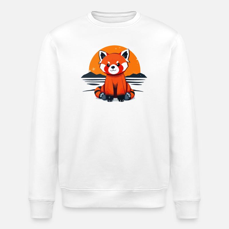Charming Red Panda - Stanley/Stella ROLLER Unisex Organic Sweatshirt - white