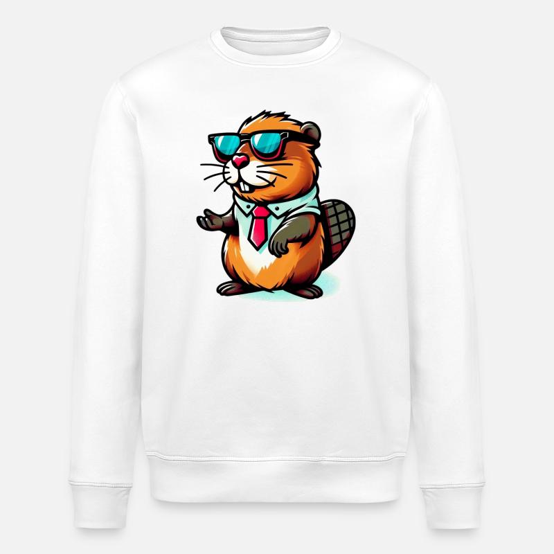 Beaver - Stanley/Stella ROLLER Unisex Organic Sweatshirt - white