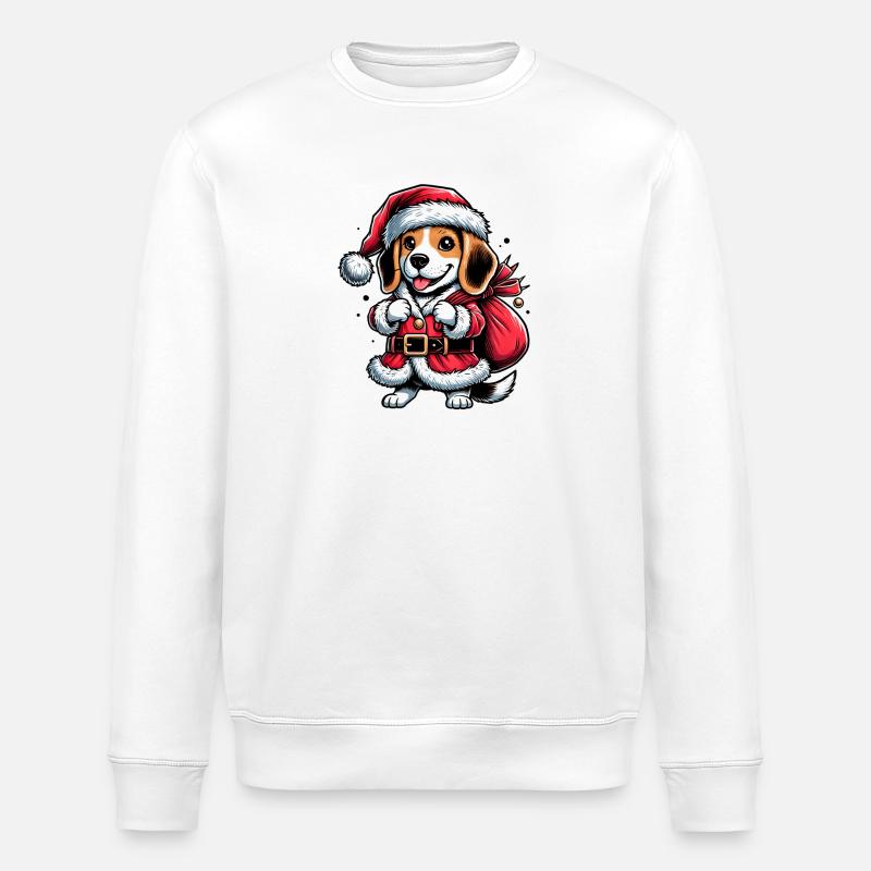 Beagle Weihnachtsmann - Stanley/Stella Unisex Bio-Sweatshirt ROLLER - Weiß