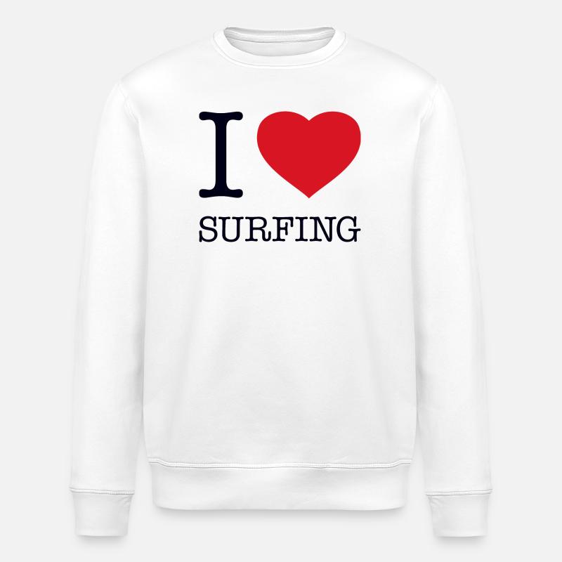 I LOVE SURFING - Stanley/Stella ROLLER Unisex Organic Sweatshirt - white