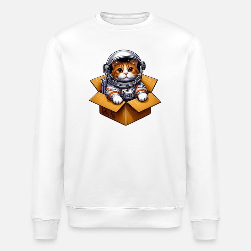 Chat astronaute - Sweat bio ROLLER Stanley/Stella Unisexe - blanc