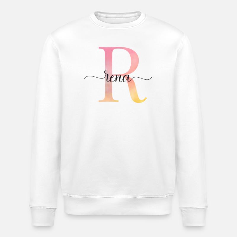 L | Monogramme | Nom | Rena |Aquarelle - Sweat bio ROLLER Stanley/Stella Unisexe - blanc
