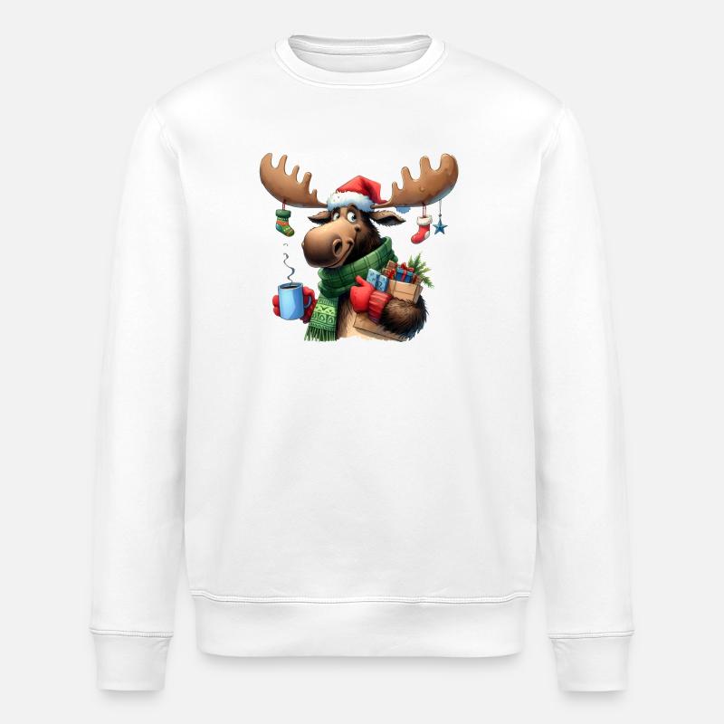 Rentier Winterfreude - Stanley/Stella Unisex Bio-Sweatshirt ROLLER - Weiß