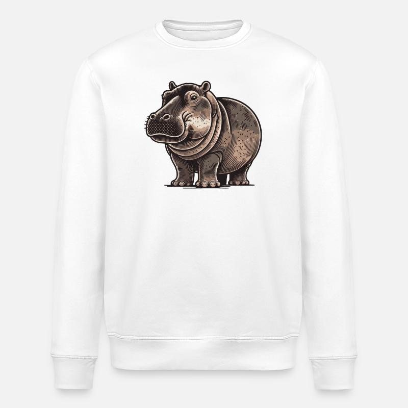 Hippopotame - Sweat bio ROLLER Stanley/Stella Unisexe - blanc