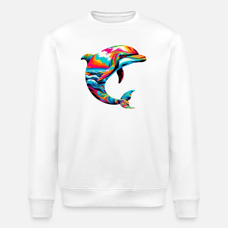 Dolphin - Stanley/Stella ROLLER Unisex Organic Sweatshirt - white