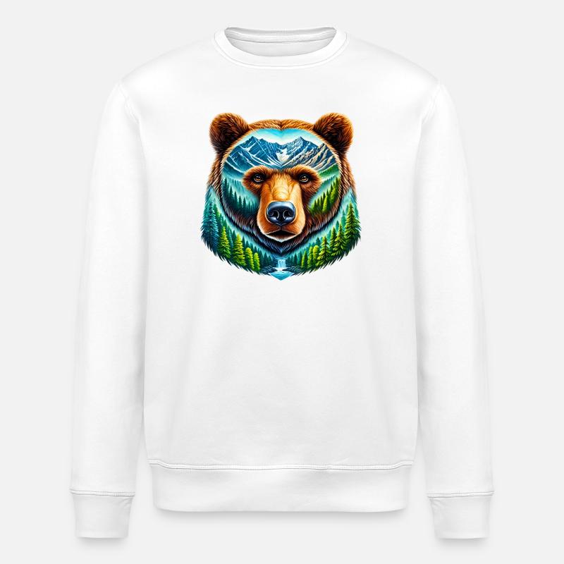 Bear - Stanley/Stella ROLLER Unisex Organic Sweatshirt - white