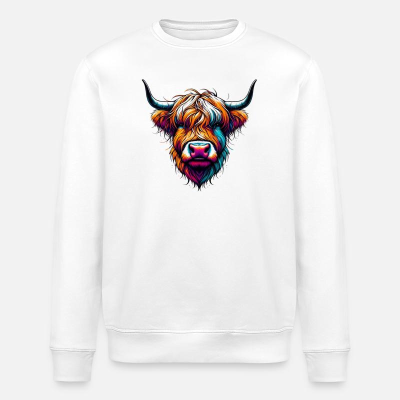 Schottische Hochlandkuh - Stanley/Stella Unisex Bio-Sweatshirt ROLLER - Weiß