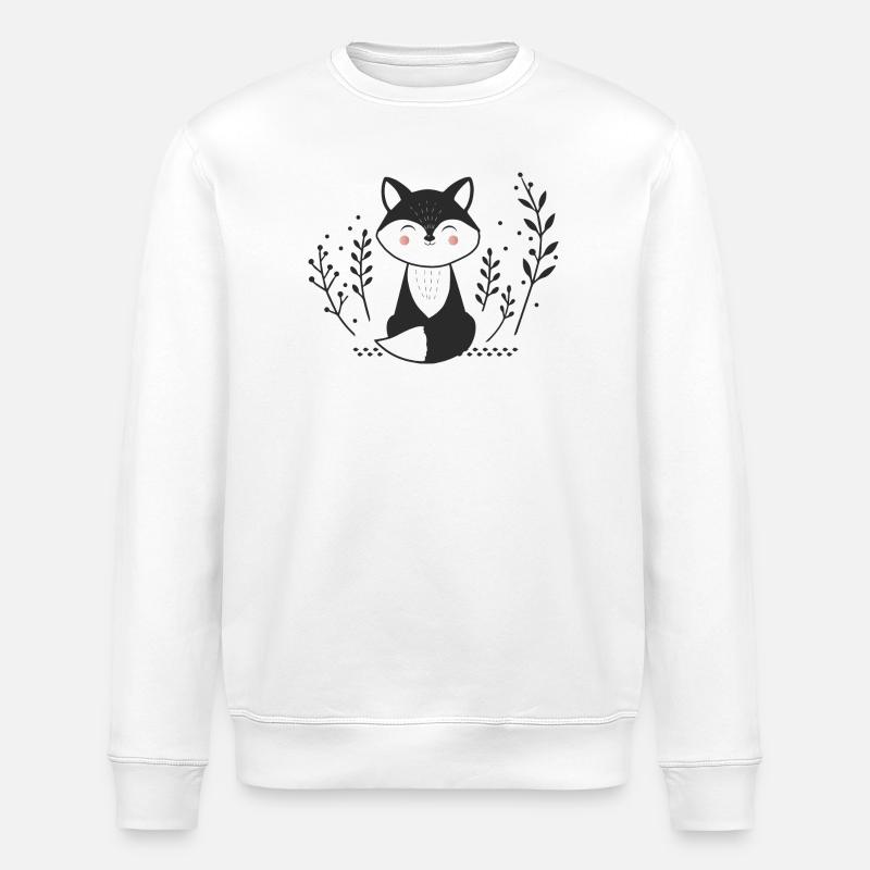 Lächelnder Fuchs – Minimalistische Illustration - Stanley/Stella Unisex Bio-Sweatshirt ROLLER - Weiß
