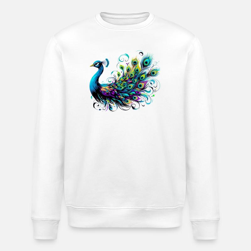 Peacock - Stanley/Stella ROLLER Unisex Organic Sweatshirt - white