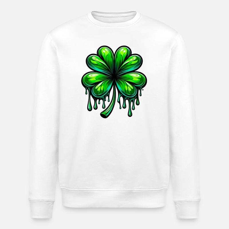 Four-leaf clover - Stanley/Stella ROLLER Unisex Organic Sweatshirt - white