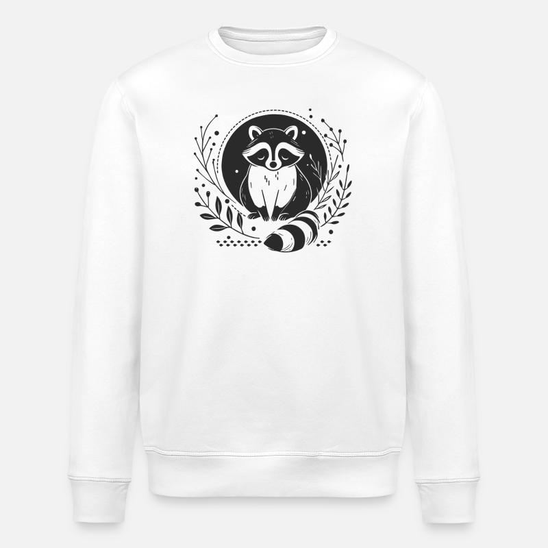 Waschbär – Charmante Tier Illustration - Stanley/Stella Unisex Bio-Sweatshirt ROLLER - Weiß