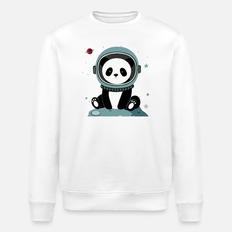 Astronaut Panda – Imaginative Space Motif - Stanley/Stella ROLLER Unisex Organic Sweatshirt - white