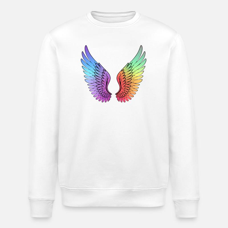 Rainbow Gradient Wings - Stanley/Stella ROLLER Unisex Organic Sweatshirt - white