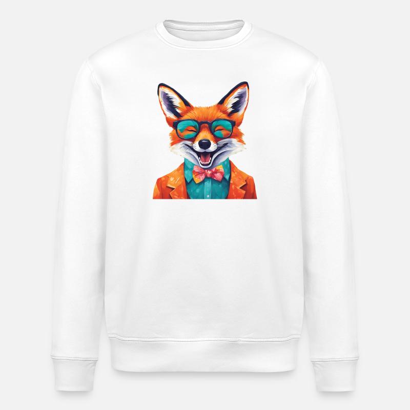 Lebendiger Fuchs in stilvoller Kleidung - Stanley/Stella Unisex Bio-Sweatshirt ROLLER - Weiß