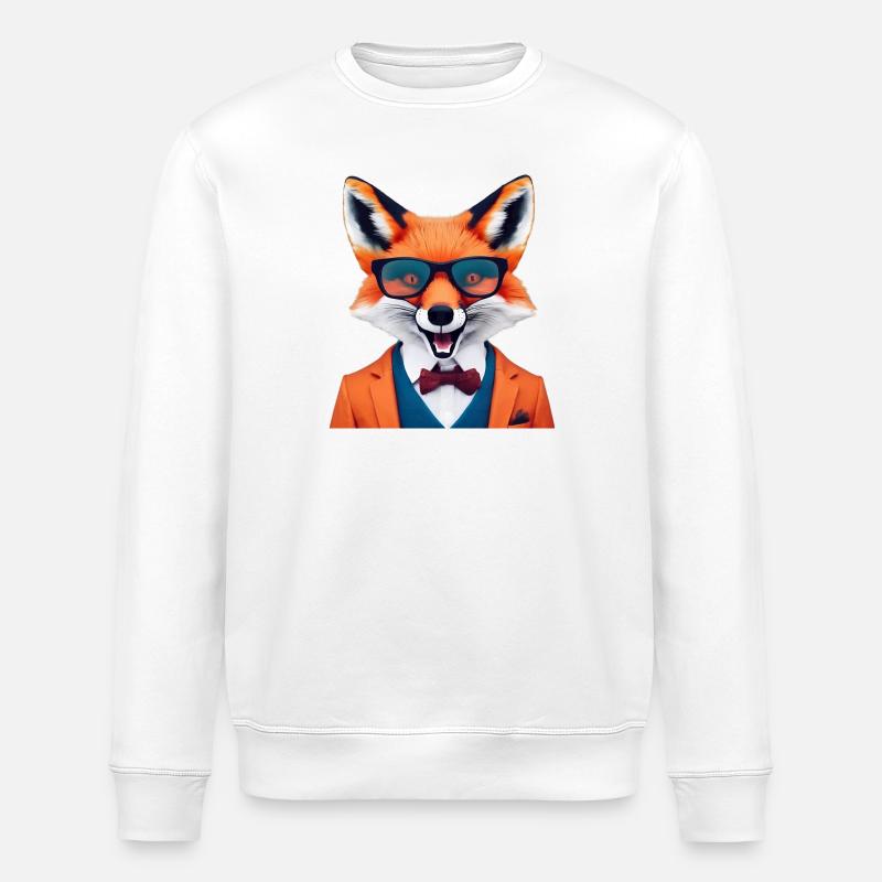 Renard vif en tenue élégante - Sweat bio ROLLER Stanley/Stella Unisexe - blanc