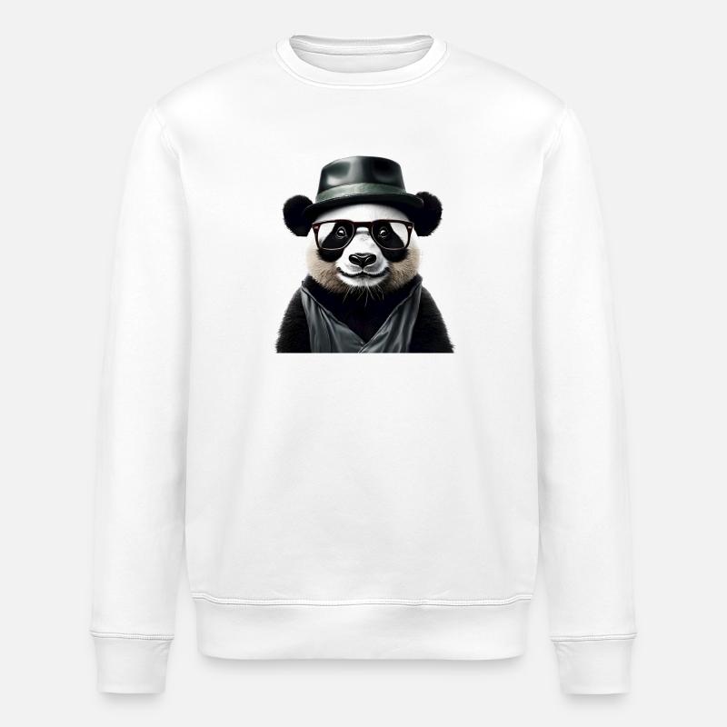 Panda élégant avec accessoires - Sweat bio ROLLER Stanley/Stella Unisexe - blanc