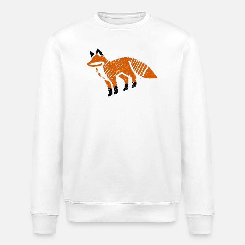 Rustic fox in stamp look - Stanley/Stella ROLLER Unisex Organic Sweatshirt - white