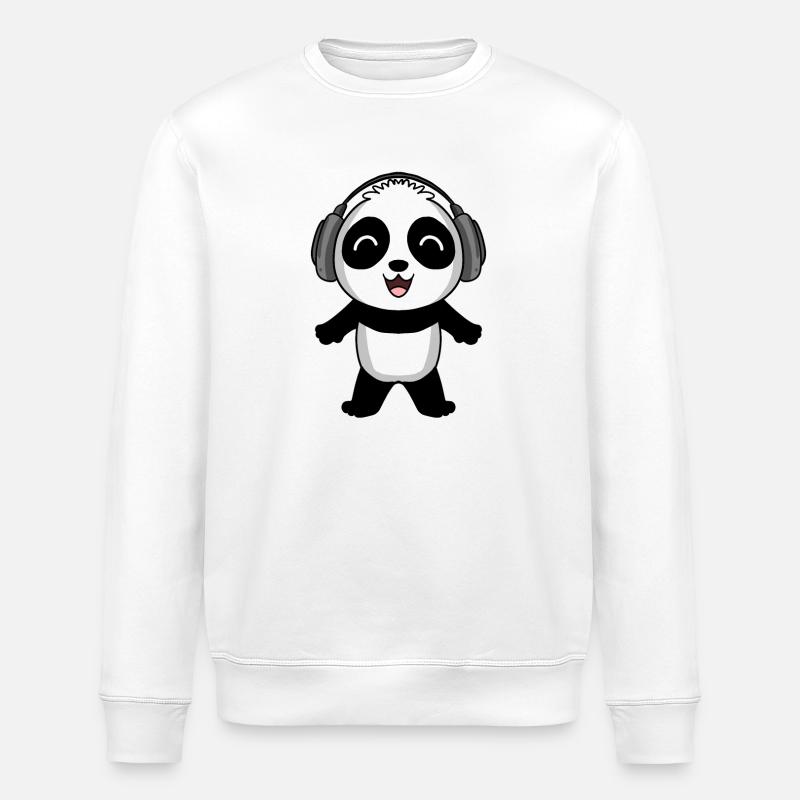 Panda Musik Kopfhörer - Stanley/Stella Unisex Bio-Sweatshirt ROLLER - Weiß