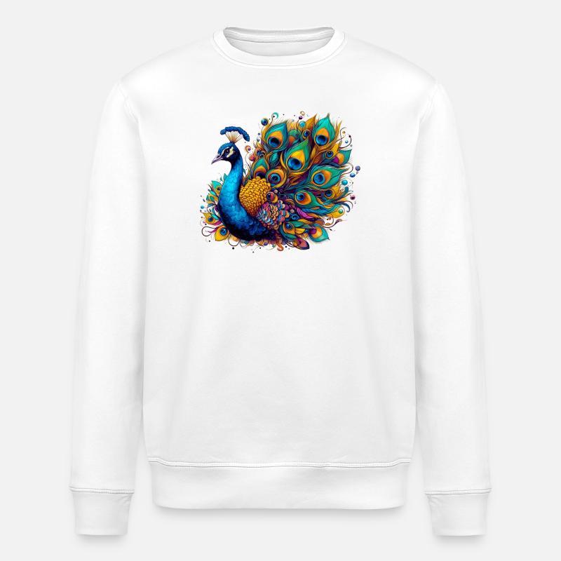 Peacock - Stanley/Stella ROLLER Unisex Organic Sweatshirt - white