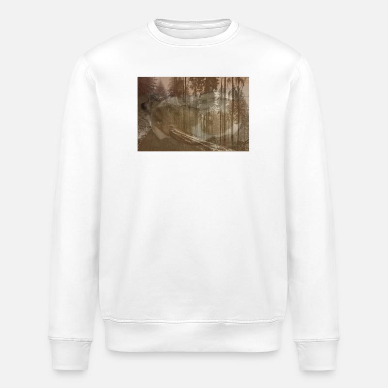 Hund verschmolzen in winterlichem Pfad - Stanley/Stella Unisex Bio-Sweatshirt ROLLER - Weiß