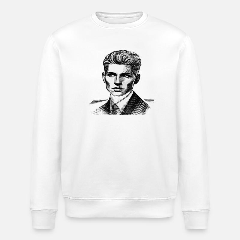 Unknown star | Line Grid | Men - Stanley/Stella ROLLER Unisex Organic Sweatshirt - white