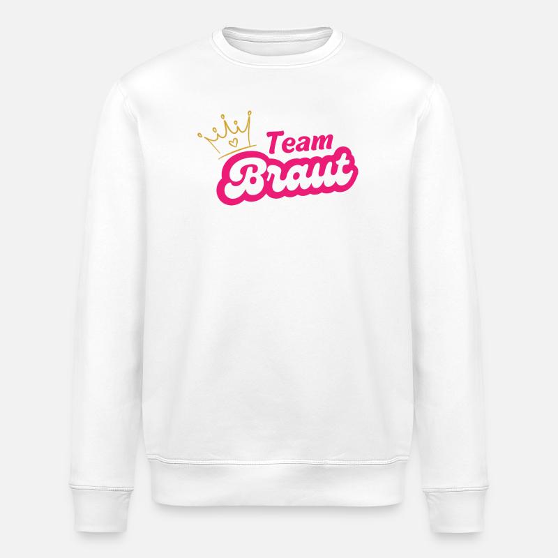 Team Braut Kronen Pink Design - Stanley/Stella Unisex Bio-Sweatshirt ROLLER - Weiß