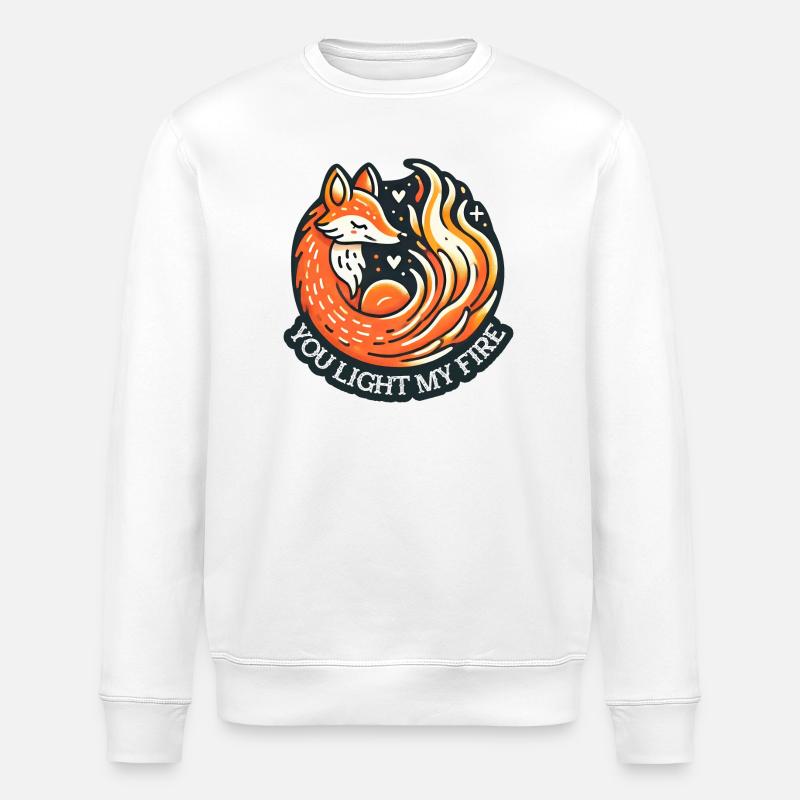 Fabelhafter Fuchs mit Herzmotiven - Stanley/Stella Unisex Bio-Sweatshirt ROLLER - Weiß