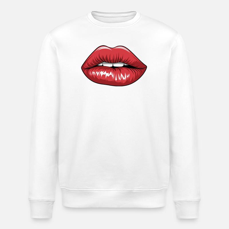 Baiser cramoisi Pop Art - Sweat bio ROLLER Stanley/Stella Unisexe - blanc