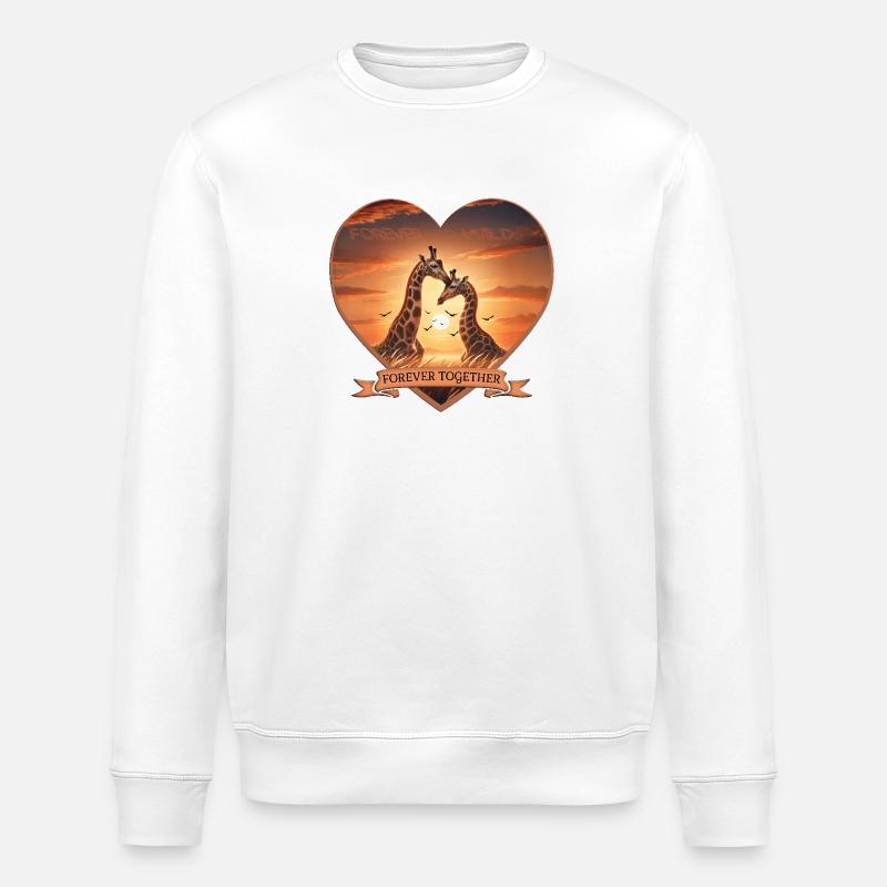 Forever Wild: Herz-Design mit Giraffen - Stanley/Stella Unisex Bio-Sweatshirt ROLLER - Weiß