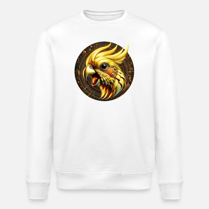 Steampunk Bird (01) - Stanley/Stella ROLLER Unisex Organic Sweatshirt - white